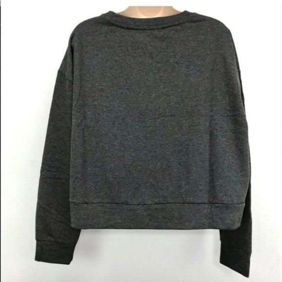 XOXO Gray Rhinestone Logo Crop Sweatshirt Size M - Picture 2 of 5